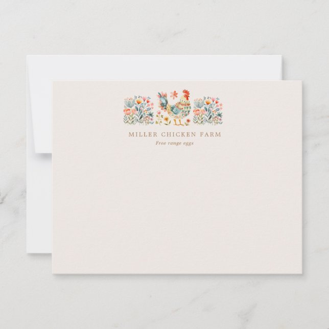 Färgfull folkchicken-Blommigt Anteckningskort (Framsida)