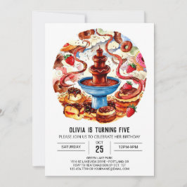 Färgfull Fontän Chocolate Birthday Inbjudningar