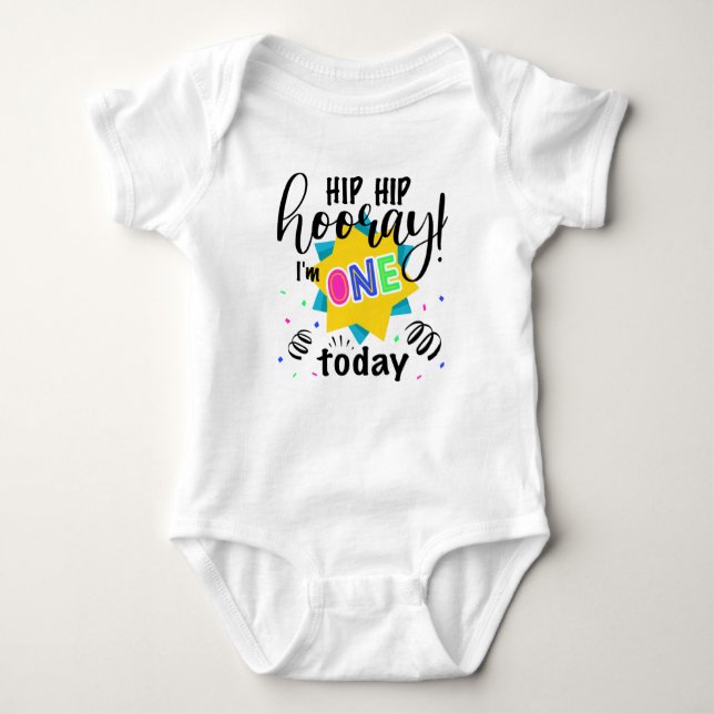 Färgfull första födelsedag Baby Jersey Bodykostym T Shirt (Framsida)