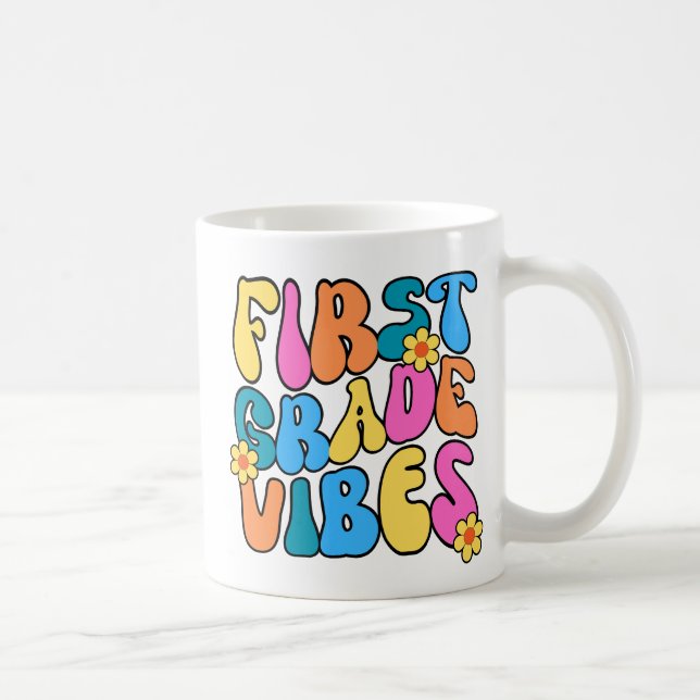 Färgfull första Klass Vibes-Back to school Retro Kaffemugg (Höger)