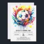 Färgfull fotbolls-Kids Watercolor Birthday Inbjudningar<br><div class="desc">Dö in i en värld av vibrerande firande med vår färgstarka fotvårdsinbjudan till Watercolor Birthday. Den här livliga designen fångar kärnan av ungdomlig energi och fotgängaruppståndelse och skapar en inbjudan som säkert kommer att framträda. Vattenfärgen inslag lägger till en konstnärlig beröring, skapar inte bara inbjudan ett praktiskt val utan också...</div>