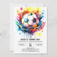 Färgfull fotbolls-Kids Watercolor Birthday