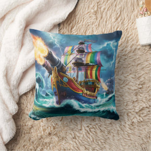 Färgfull Frakt i Pirat Navigation Stormy Seas Kudde