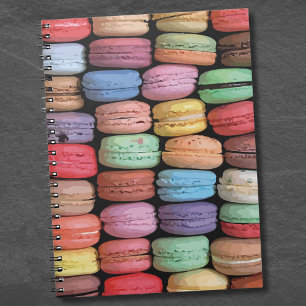 Färgfull Fransk Macaron Mönster Anteckningsbok Med Spiral