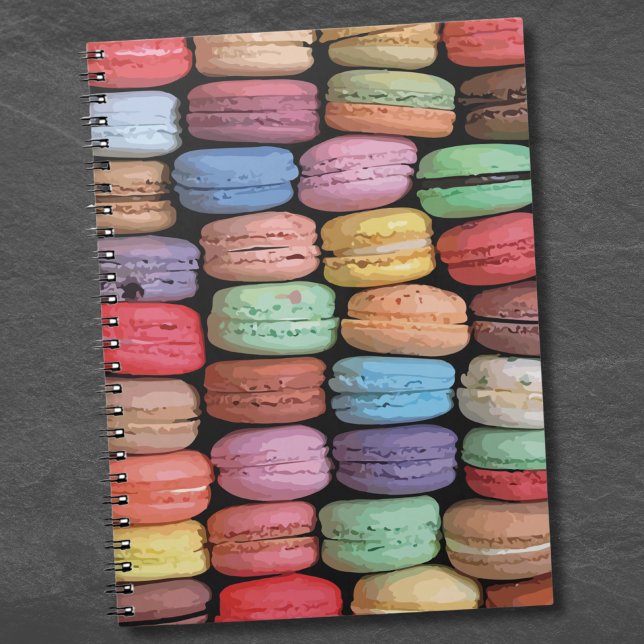 Färgfull Fransk Macaron Mönster Anteckningsbok Med Spiral (Colorful French Macaron Pattern notebook)
