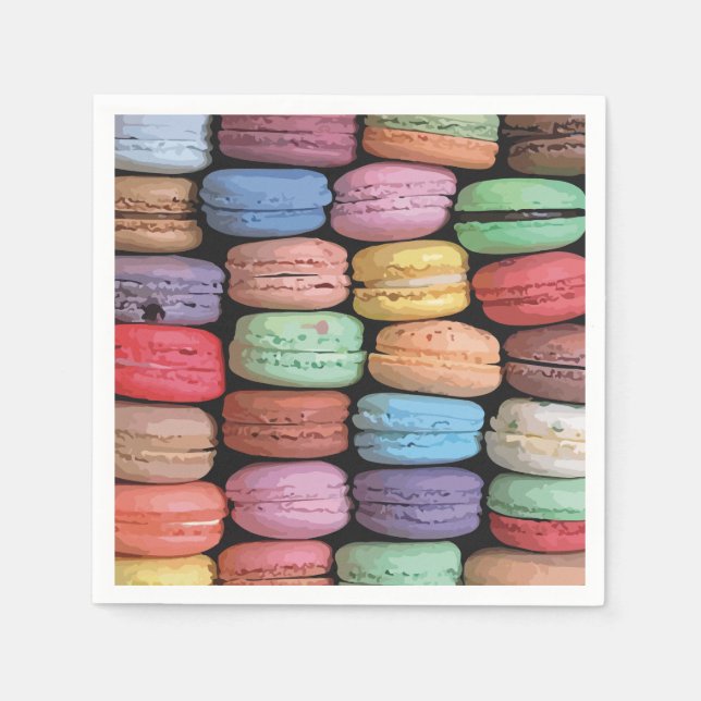 Färgfull Fransk Macaron Mönster Pappersservett (Framsidan)