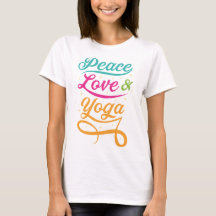 Färgfull fred Kärlek Yoga T-shirt