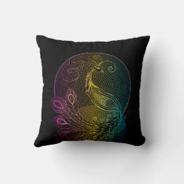 Färgfull fredsillustration i Art nouveau Midnight Kudde