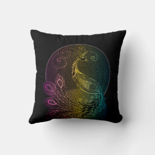 Färgfull fredsillustration i Art nouveau Midnight Kudde