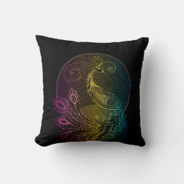 Färgfull fredsillustration i Art nouveau Midnight Kudde
