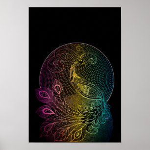Färgfull fredsillustration i Art nouveau Midnight Poster