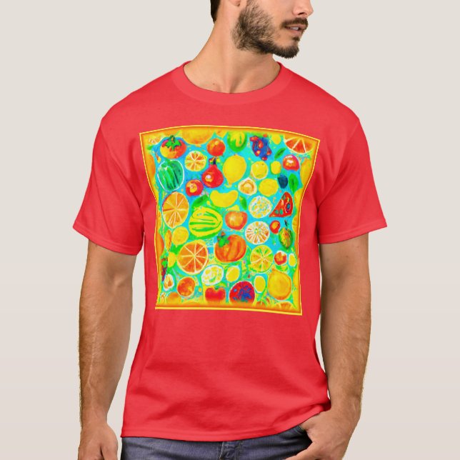 Färgfull Fruit Mönster. Köp nu T Shirt (Framsida)