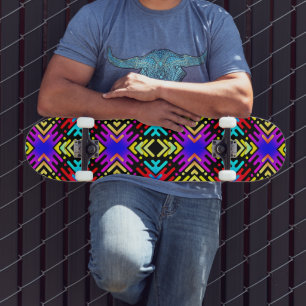 Färgfull Funky Geometric Mönster Mini Skateboard Bräda 18,5 Cm