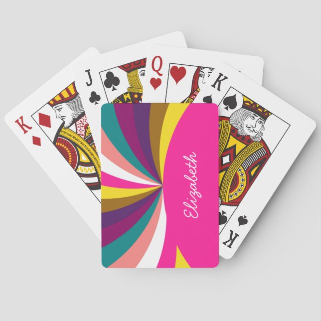 Färgfull Funky Rand Mönster Casinokort (Baksidan)