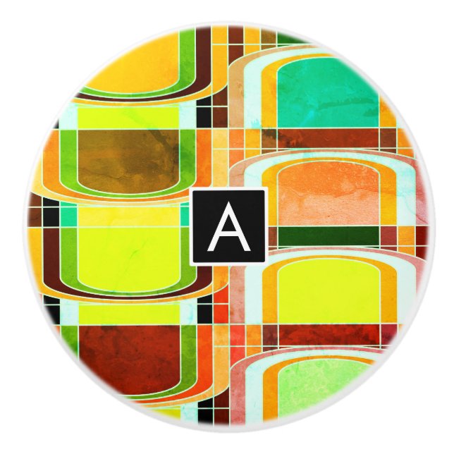 Färgfull Funky Retro Inspired Knopp (Framsidan)