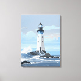 Färgfull fyr på havet canvastryck