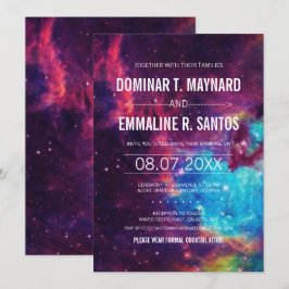 Färgfull galaxy-bröllopsinbjudan inbjudningar