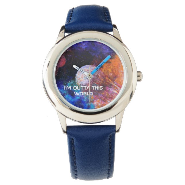 Färgfull Galaxy Painting Blue Coola Kids Watch Armbandsur (Framsida)