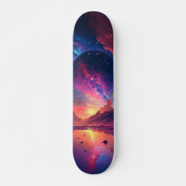 Färgfull Galaxy Planet som bortser från Alien Sjö Mini Skateboard Bräda 18,5 Cm