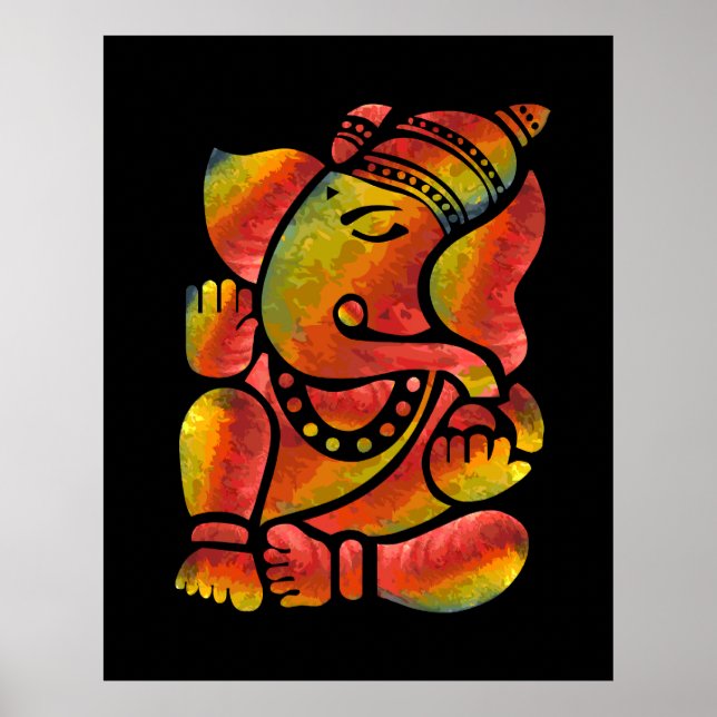 Färgfull Ganesha-målning Poster (Framsidan)