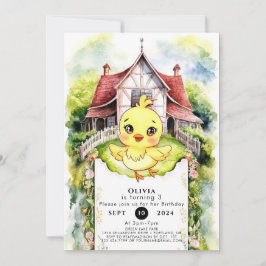 Färgfull gårdskycklingfåglar inbjudningar