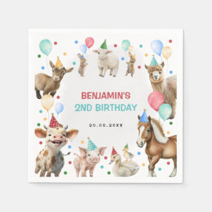 Färgfull gårm Confetti Party Animals Boy Birthday Pappersservett