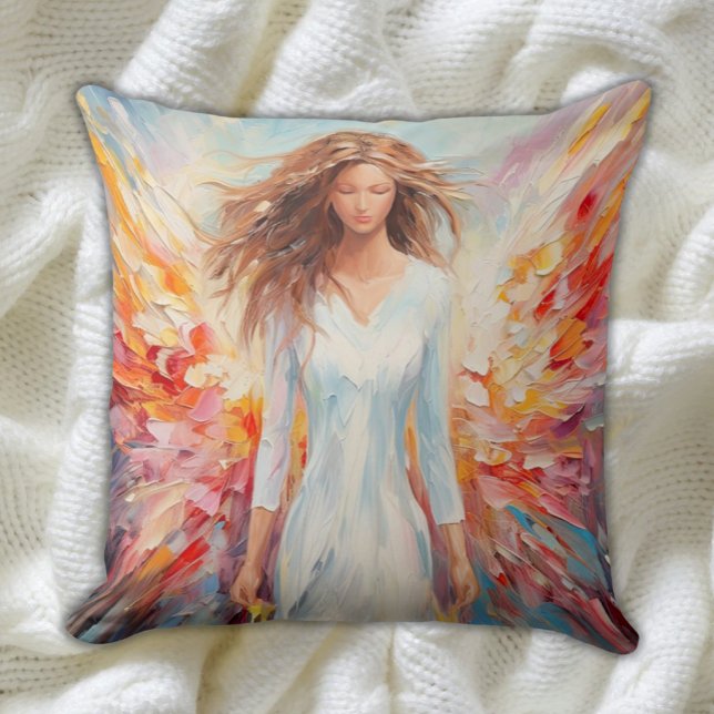 Färgfull gelpil - Vibrant Abstrakt Art Kudde (Bright Colors Vibrant Abstract Angel Pillow for Teens and Kids)