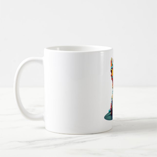 Färgfull geometri 3D Chihuahua i Modern Stil Kaffemugg (Vänster)
