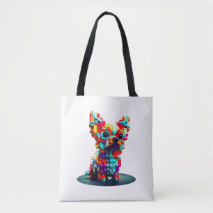 Färgfull geometri 3D Chihuahua i Modern Stil Tygkasse