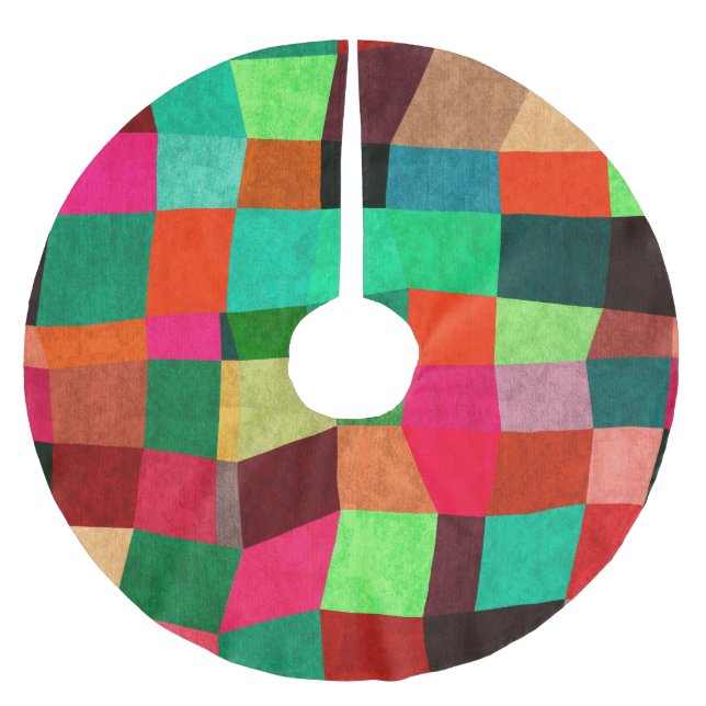 Färgfull geometri: Abstrakt Sömlös Struktur Julgransmatta Borstad Polyester (Framsidan)