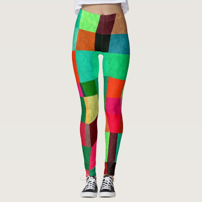 Färgfull geometri: Abstrakt Sömlös Struktur Leggings (Framsida)