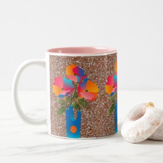 Färgfull Geometric Flower Art Coffee Mugg
