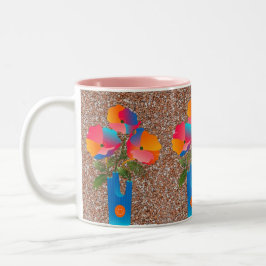 Färgfull Geometric Flower Art Coffee Mugg