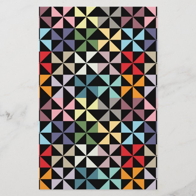 Färgfull Geometric Pinjul Black Brevpapper (Framsida)
