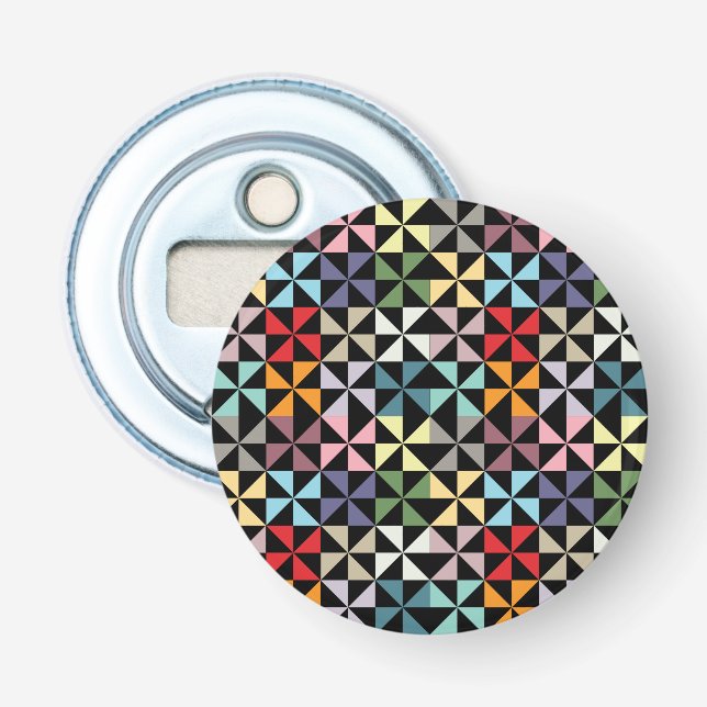 Färgfull Geometric Pinjul Black Flasköppnare (Framsidan)