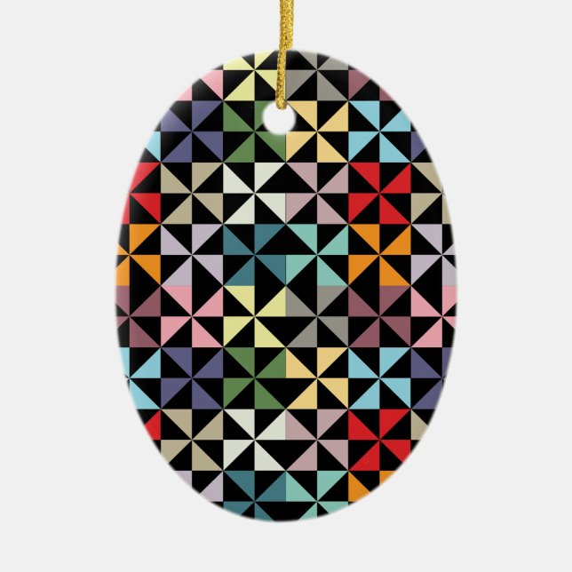 Färgfull Geometric Pinjul Black Julgransprydnad Keramik (Framsidan)