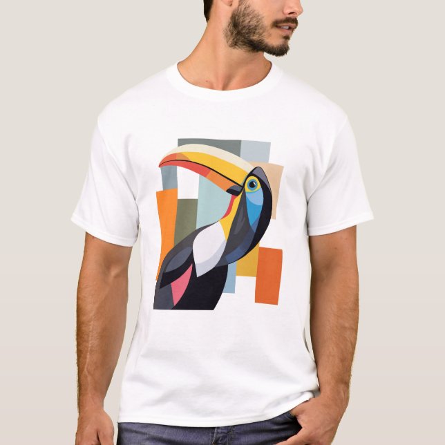 Färgfull Geometric Toucan Bird T Shirt (Framsida)