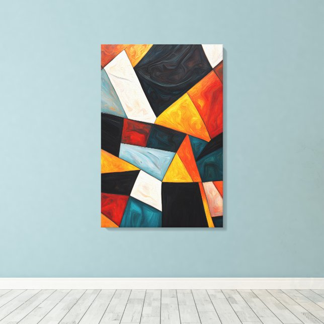 Färgfull geometrisk Abstrakt Canvastryck (Insitu (trägolv))