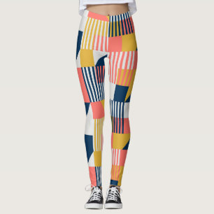 Färgfull geometrisk abstrakt design leggings