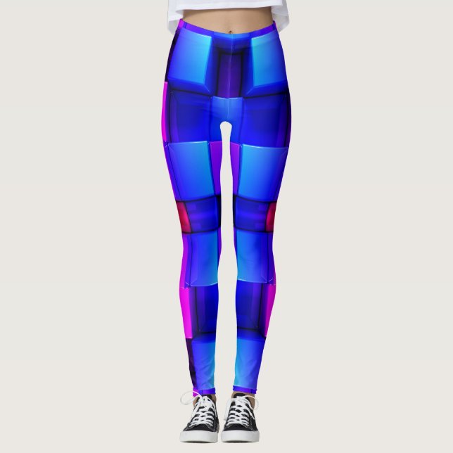 Färgfull geometrisk Abstrakt Mönster Leggings (Framsida)