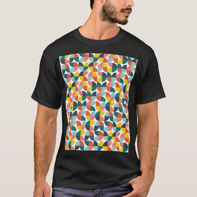 Färgfull geometrisk Abstrakt Mönster T Shirt (Framsida)