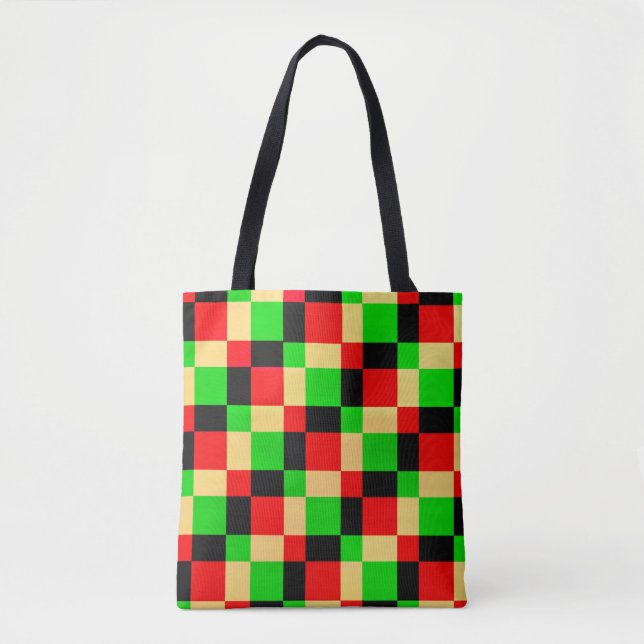 Färgfull geometrisk blockkvadrat Art Tote Tygkasse (Framsida)