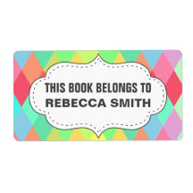 Färgfull geometrisk Bok-etikett | Bokskyltsetikett