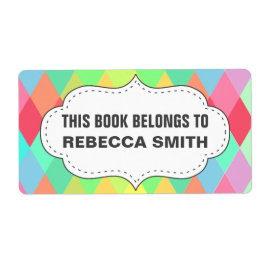 Färgfull geometrisk Bok-etikett | Bokskyltsetikett Fraktsedel