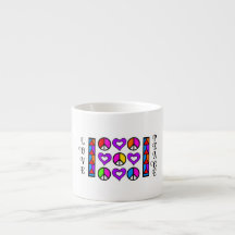 Färgfull geometrisk design, fred och Kärlek Mugg