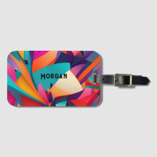Färgfull geometrisk design, Namn eller monogram Bagagebricka