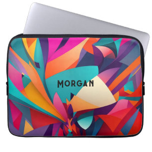 Färgfull geometrisk design, Namn eller monogram Laptop Fodral