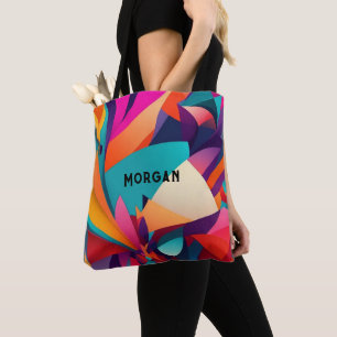 Färgfull geometrisk design, Namn eller monogram Tygkasse