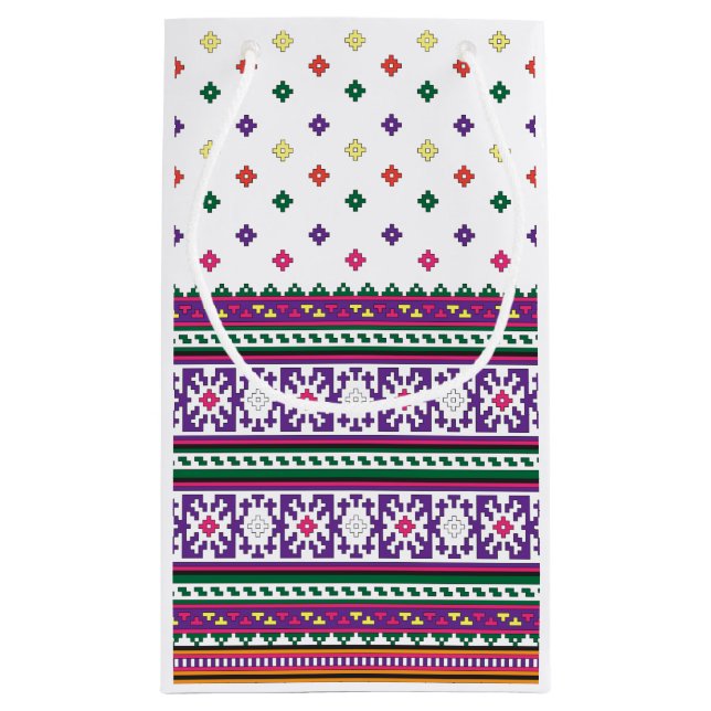 Färgfull geometrisk folkart-design med blommor (Baksidan)