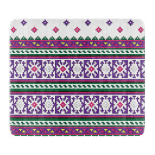 Färgfull geometrisk folkart-design med blommor